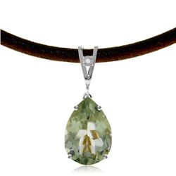 14K White Gold 6.0ct Green Amethyst,Diamond Necklace