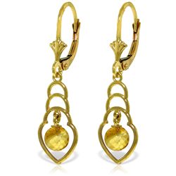 14k YG 1.25ct Citrine Stacked Heart Earrings