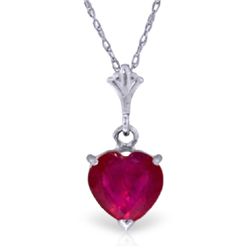 14k White Gold 1.45ct Ruby Heart Necklace
