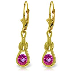 14k Yellow Gold 1.30ct Pink Topaz Eternity Earrings