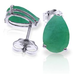14k White Gold 2.0ct Emerald Stud Earrings
