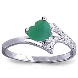 14K White Gold 1.00ct Heart Shape Emerald Ring