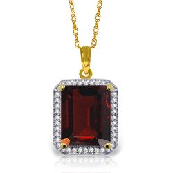 14k Solid Gold 7.50ct Garnet & Diamond Necklace