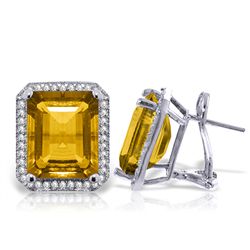 10.8ct 14k White Gold Isabella Citrine Diamond Earrings