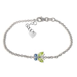 0.6ct 14k White Gold Flutter Peridot Blue Topaz Bracelet