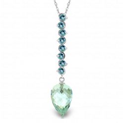 14K White Gold 11.25ct & 1.55ct Blue Topaz Drop Necklace