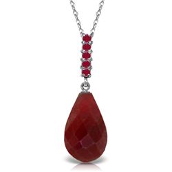14K White Gold 8.8ct & .20ct Ruby Drop Necklace