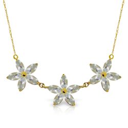 14K Y. GOLD 4.20ct MARQUIS AQUAMARINES NECKLACE
