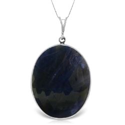 14K White Gold 20.00ct Oval Checkboard Sapphire Necklace