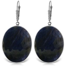 14K White Gold 40.0ct Sapphire & Diamond Earring