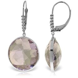14K White Gold 36.0ct Amethyst & .15ct Diamond Earring