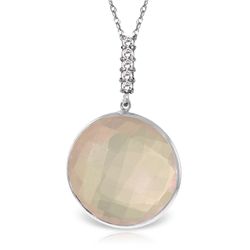 14K White Gold 17.0ct Rose Quartz & Diamond Necklace