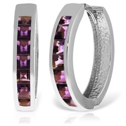 14K White Gold 1.20ct Amethyst Huggie Earring