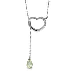 14K White Gold 2.25ct Drop Gr. Amethyst Heart Necklace