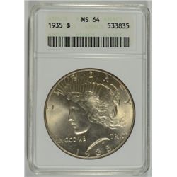 1935 PEACE DOLLAR ANACS MS64