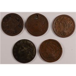 5 LOW GRADE LARGE CENTS
