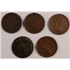 Image 1 : 5 LOW GRADE LARGE CENTS