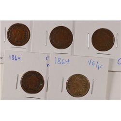 5-1864 BR INDIAN HEAD CENTS AVG CIRC