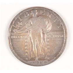1918/7-S STANDING LIBERTY QUARTER, CHOICE XF/AU, VERY CLEAR OVER-DATE, RARE KEY!