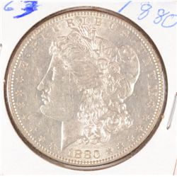 1880-O MORGAN SILVER DOLLAR, AU-58