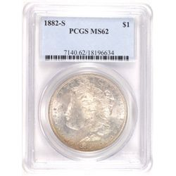 1882-S MORGAN SILVER DOLLAR, PCGS MS-64
