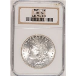 1883 MORGAN SILVER DOLLAR, NGC MS-64