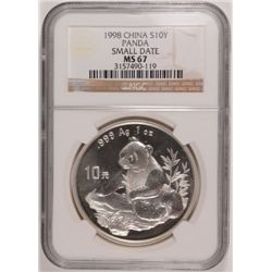 1998 1 OZT .999 FS CHINA PANDA (SMALL DATE) NGC MS67