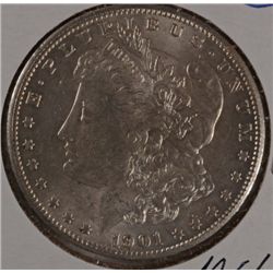 1901-S MORGAN SILVER DOLLAR, MS-62+  NICE COIN