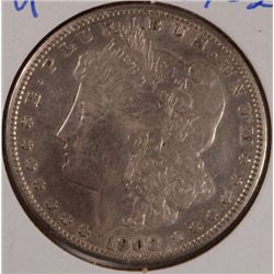 1902-S MORGAN SILVER DOLLAR, AU-50 SEMI-KEY