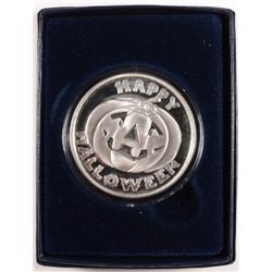  HAPPY HALLOWEEN  ONE OUNCE .999  SILVER ART ROUND, JACK O LANTERN