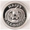 Image 2 : "HAPPY HALLOWEEN" ONE OUNCE .999  SILVER ART ROUND, JACK O LANTERN