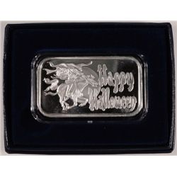 "HAPPY HALLOWEEN" ONE OUNCE .999 SILVER ART INGOT, HEADLESS HORSEMAN