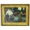 Image 1 : Unknown Artist, "English Cottage" Oil on Canvas