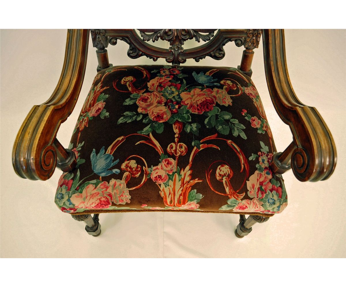 Antique JacobeanStyle Carved Fruitwood Armchair