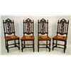 Image 1 : Set of 4 Jacobean-style English Oak Side Chairs
