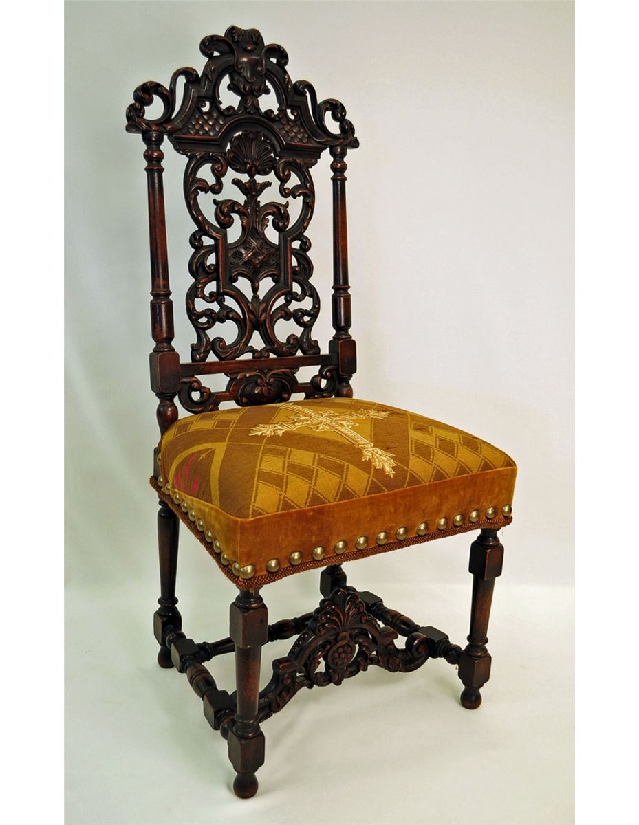 Download Antique Jacobean-Style Carved Walnut Side Chair