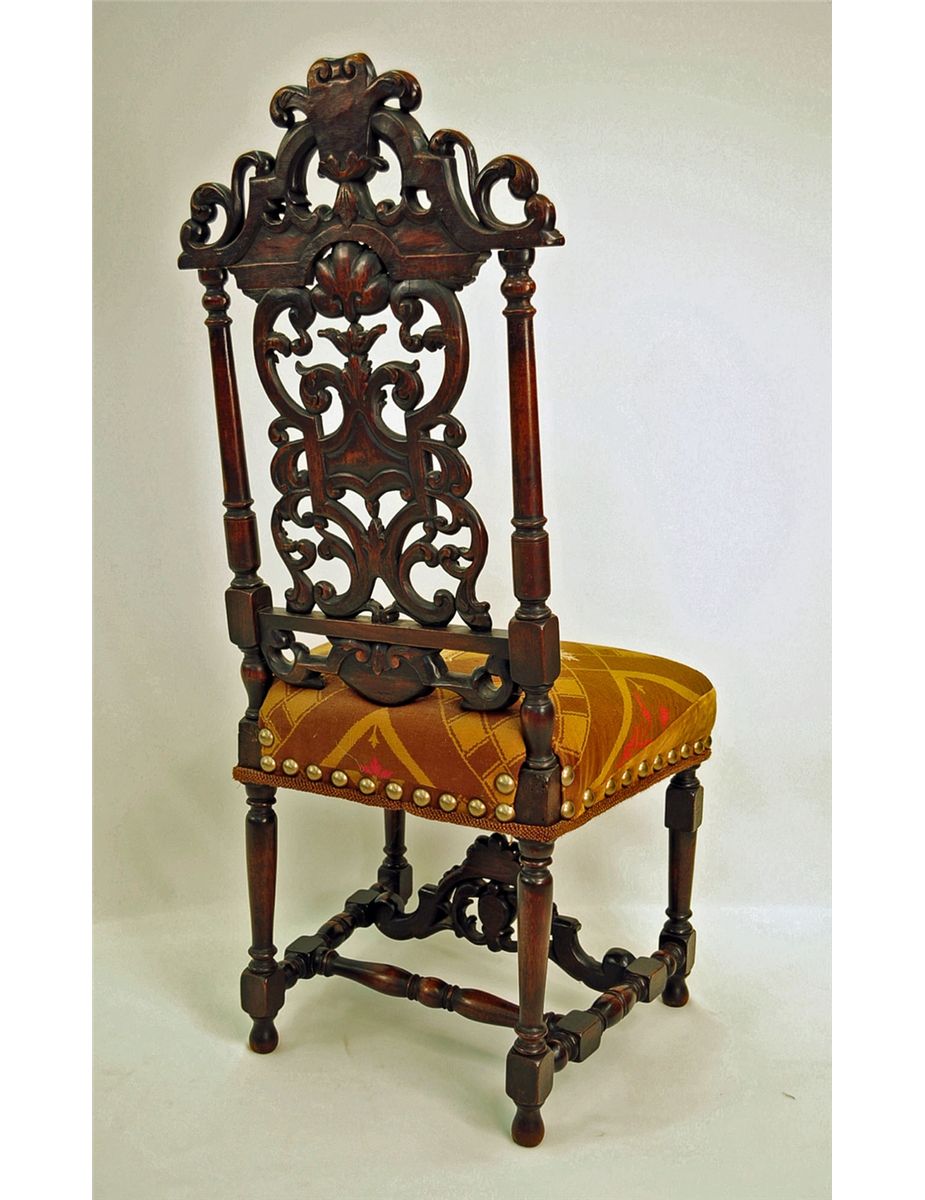 Antique JacobeanStyle Carved Walnut Side Chair