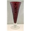 Image 1 : Michael Weems Ruby Satin Art Glass Vase 13.5" H.
