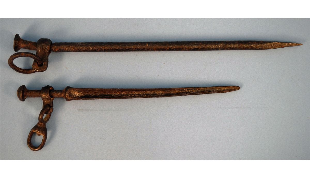 Two Dug Civil War Cavalry Picket Pins, 19"& 14.5"