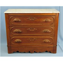 Mid 19th Century Walnut Chest w/ Marble Top