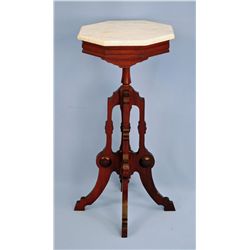 Victorian Walnut Marble Top Plant Stand