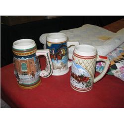3 Budweiser Beer Steins.