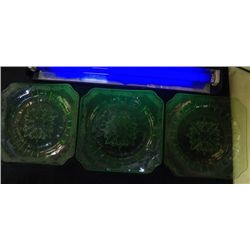 3-Vaseline Glass Salad Plates
