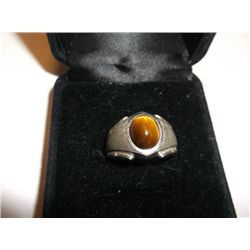 Sterling Silver Men's Ring with Cat Eye