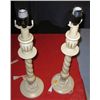 Image 2 : Pair of White 22"  Wooden Lamps, (NO SHADES).