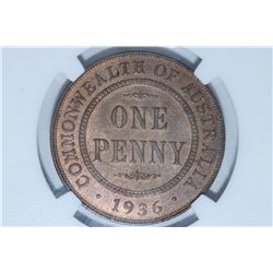 Australia 1936 Penny - NGC MS63 RB