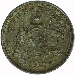 Australia 1910 Threepence - NGC MS62