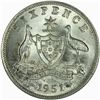 Image 1 : Australia 1951 Sixpence - NGC MS66