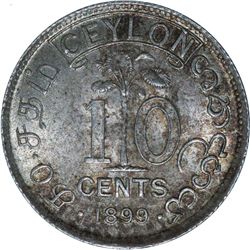 Ceylon 1899 10 Cent - NGC MS63