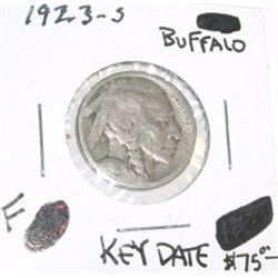 1923-S *RARE KEY DATE* BUFFALO NICKEL RED BOOK VALUE $75.00+ *NICE EARLY FINE GRADE NICKEL*!!